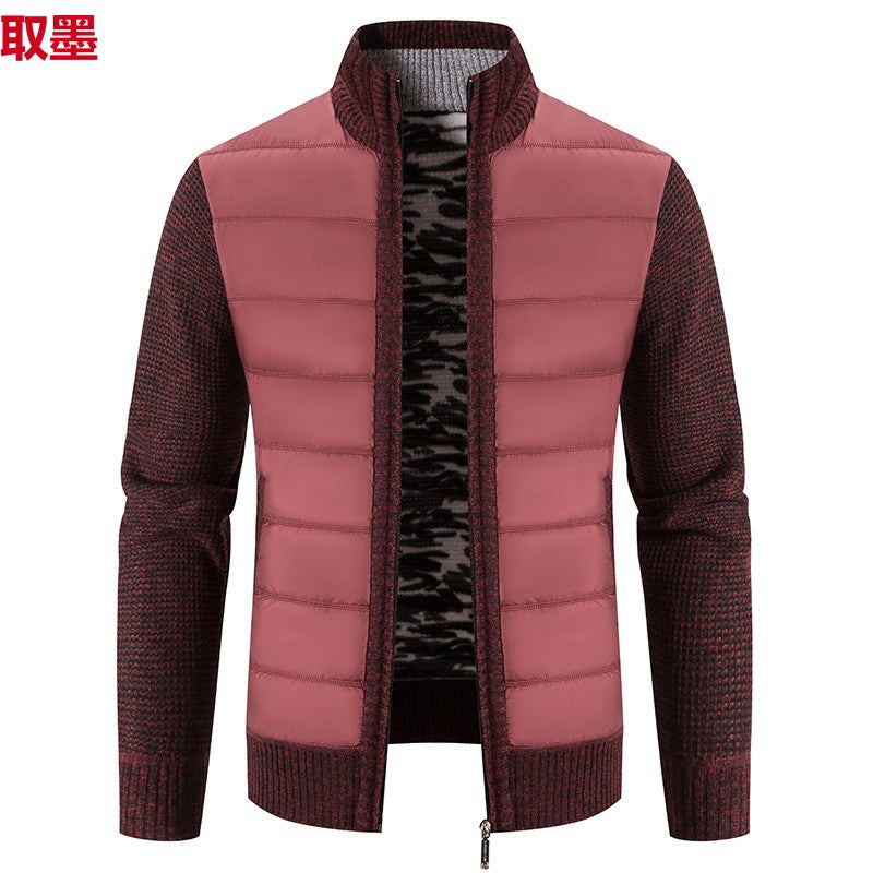 Foreign trade cross-border 2024 winter new spell cardigan sweater men's coat sweater European and American style sweater stand collar