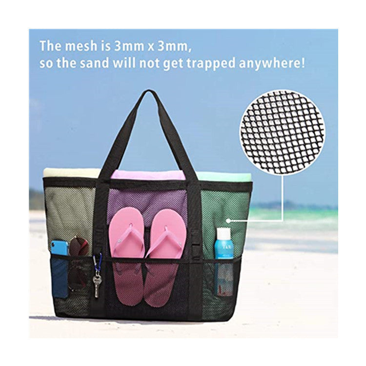 Cross-border Beach Bag Large Capacity Mesh Swimming Bag Multi-functional Travel Shoulder Beach Bag Swimsuit Portable Storage Bag