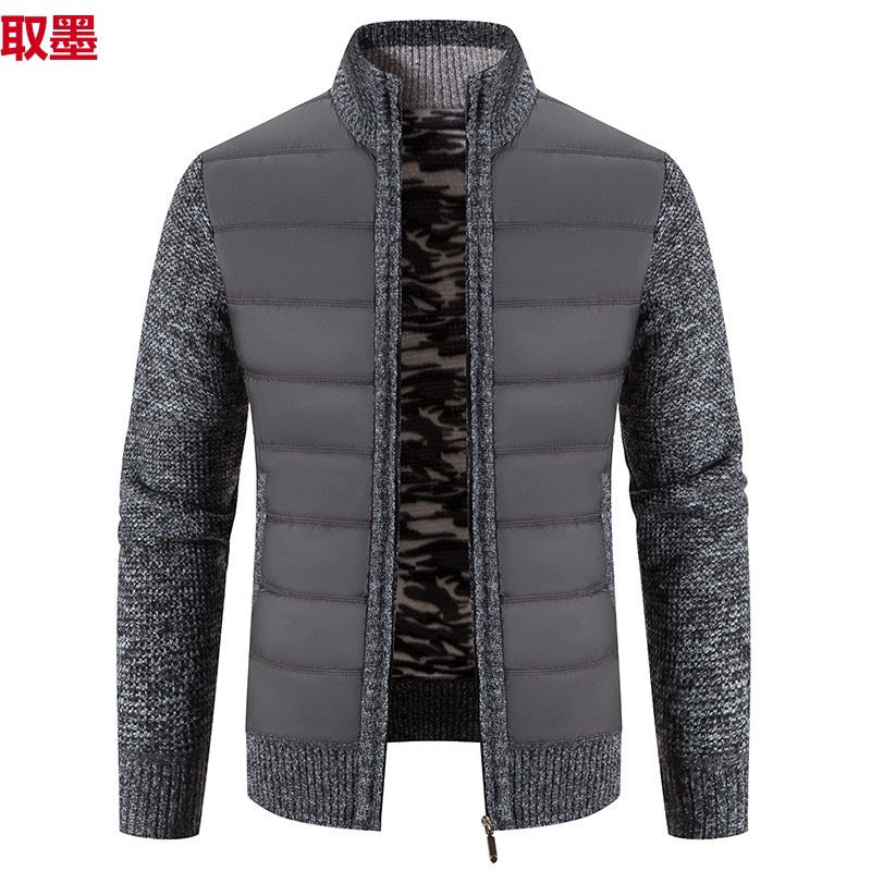 Foreign trade cross-border 2024 winter new spell cardigan sweater men's coat sweater European and American style sweater stand collar