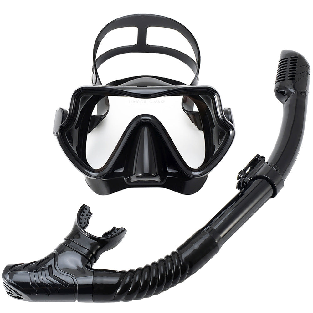 New Large Frame Diving Goggles Breathing Tube Set for Men and Women Waterproof Anti-fog Silicone Mirror Floating Diving Mask Cross-Border