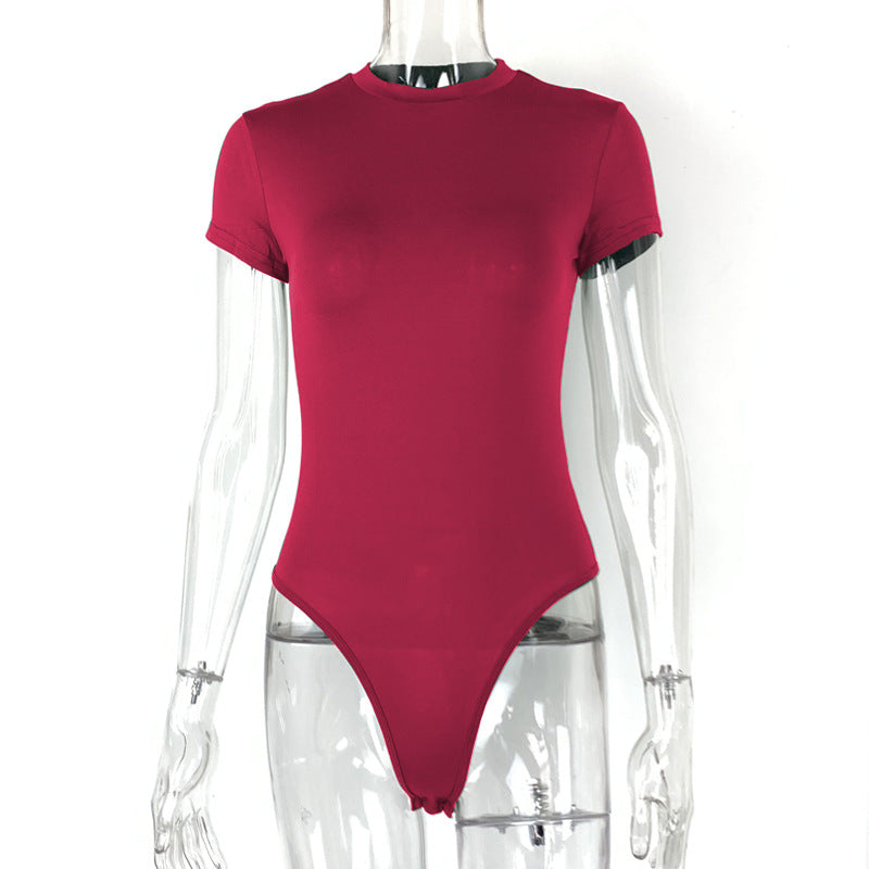 2025 summer new casual women's clothing Europe and the United States cross-border short sleeve jumpsuit foreign trade tight jumpsuit bodysuit