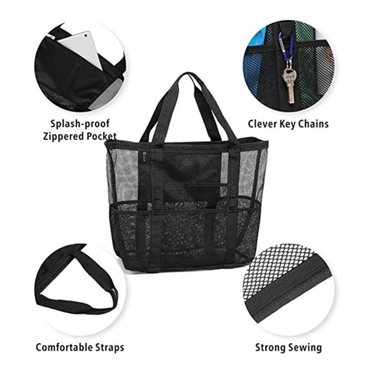 Cross-border Beach Bag Large Capacity Mesh Swimming Bag Multi-functional Travel Shoulder Beach Bag Swimsuit Portable Storage Bag