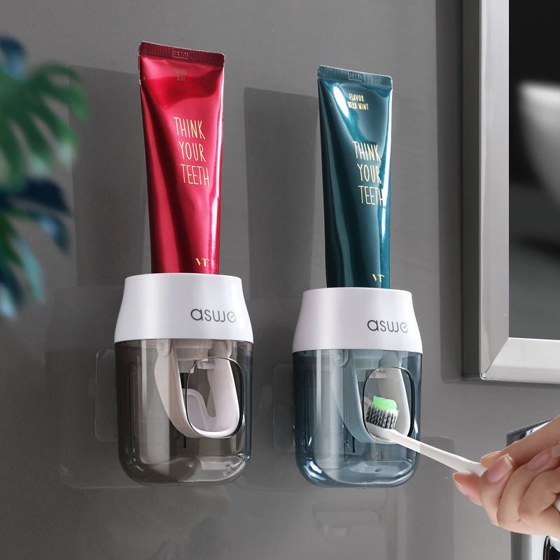 Toothpaste Squeeze Artifact Full-automatic Squeezer Storage Rack Wall-mounted Lazy Toothbrush Holder Non-perforated Children's Rack