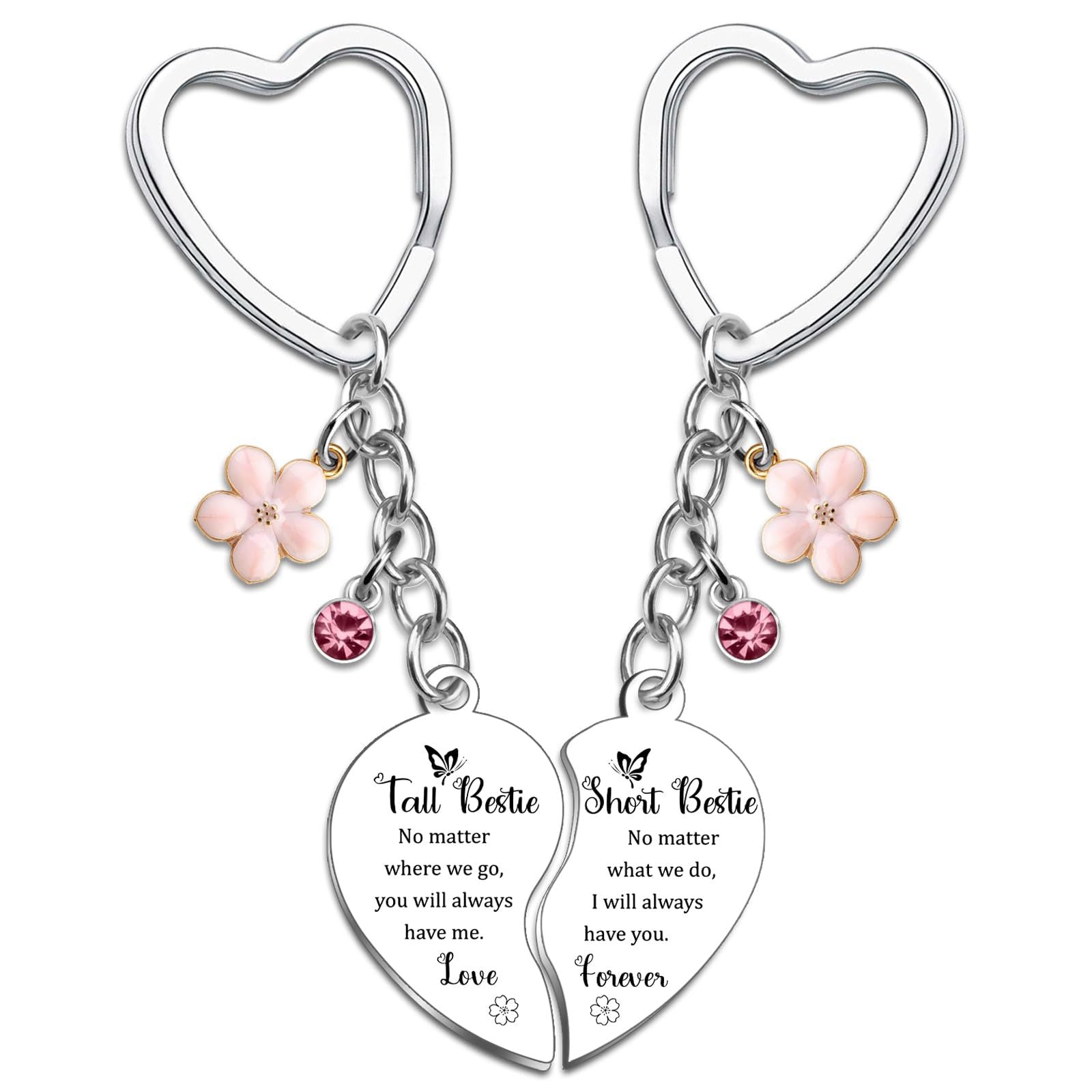 Mother's Day Keychain Women's Rose Gold Engraved Flower Pendant Keychain Love Puzzle Keychain Set