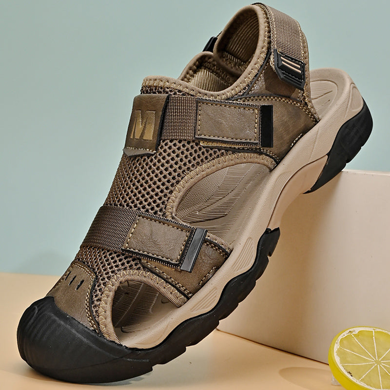 Summer Men's Toe-Toe Beach Shoes Breathable Mesh Outdoor Soft-Soled Sandals for Men
