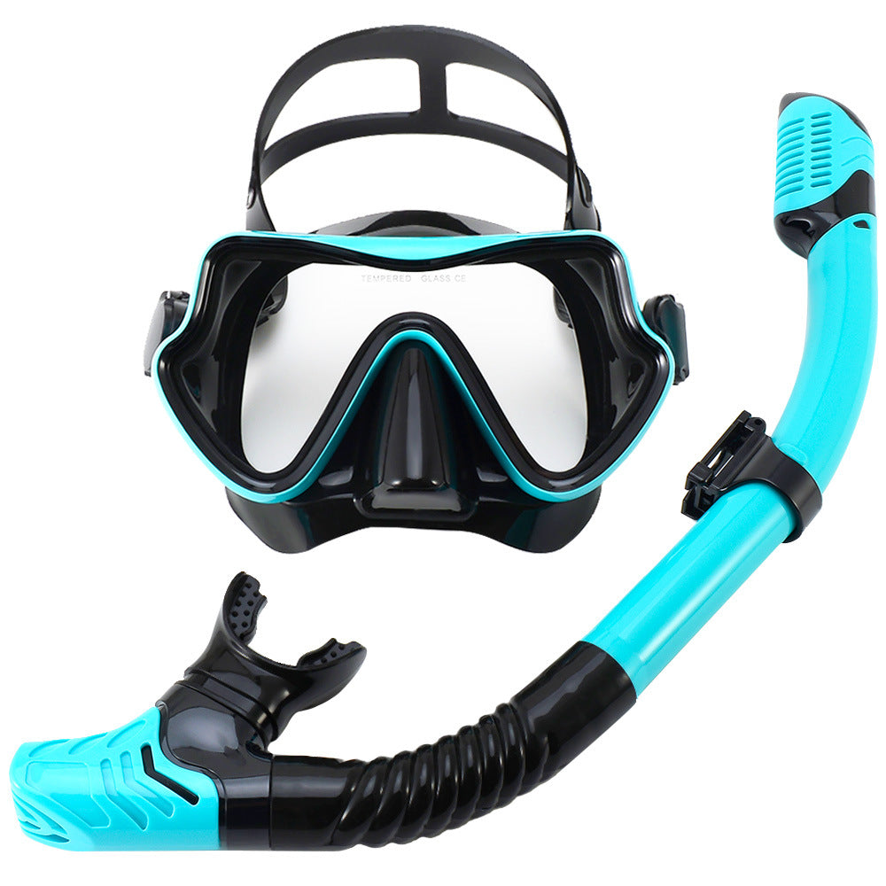 New Large Frame Diving Goggles Breathing Tube Set for Men and Women Waterproof Anti-fog Silicone Mirror Floating Diving Mask Cross-Border