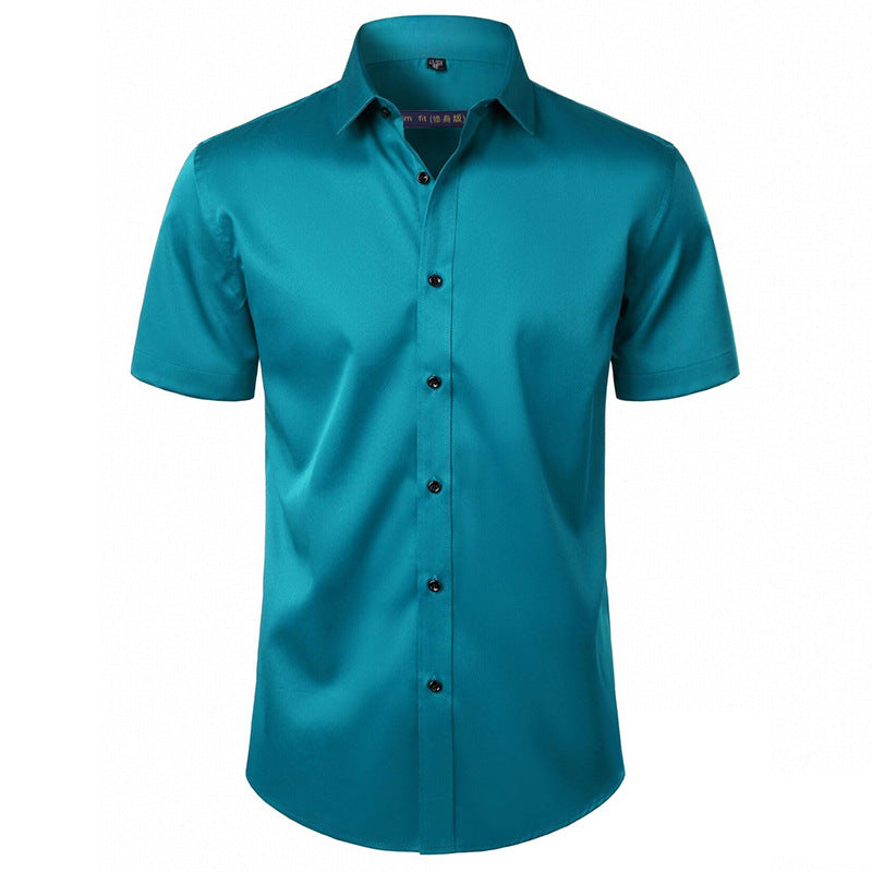 Solid Color Amazon Stretchy Plus-Size Men's Long-Sleeve Shirt, Men's Fashion Shirt, Slim Fit Outerwear