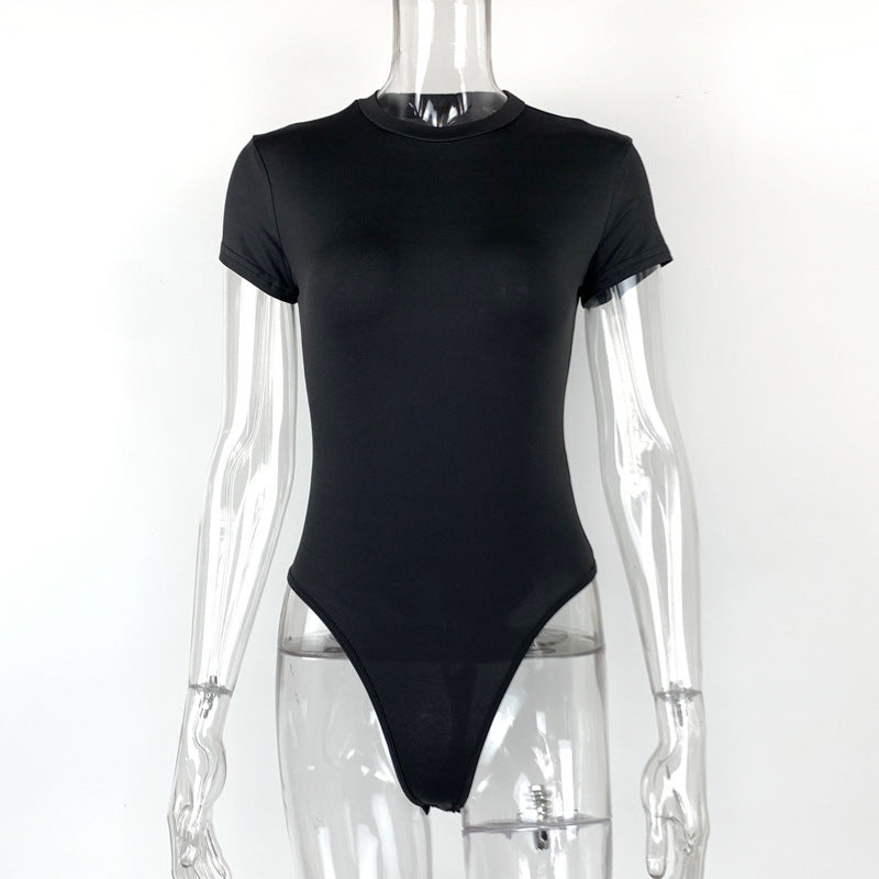 2025 summer new casual women's clothing Europe and the United States cross-border short sleeve jumpsuit foreign trade tight jumpsuit bodysuit
