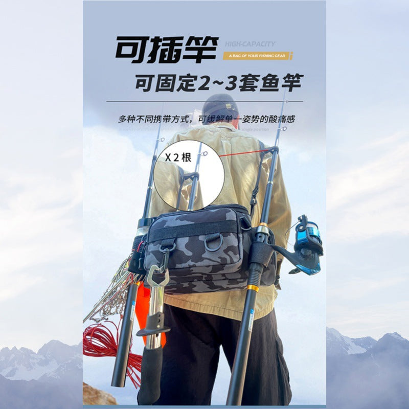 [Send bait box] fishing gear Luya special storage bag waist bag crossbody shoulder waterproof bag large capacity fishing rod bag
