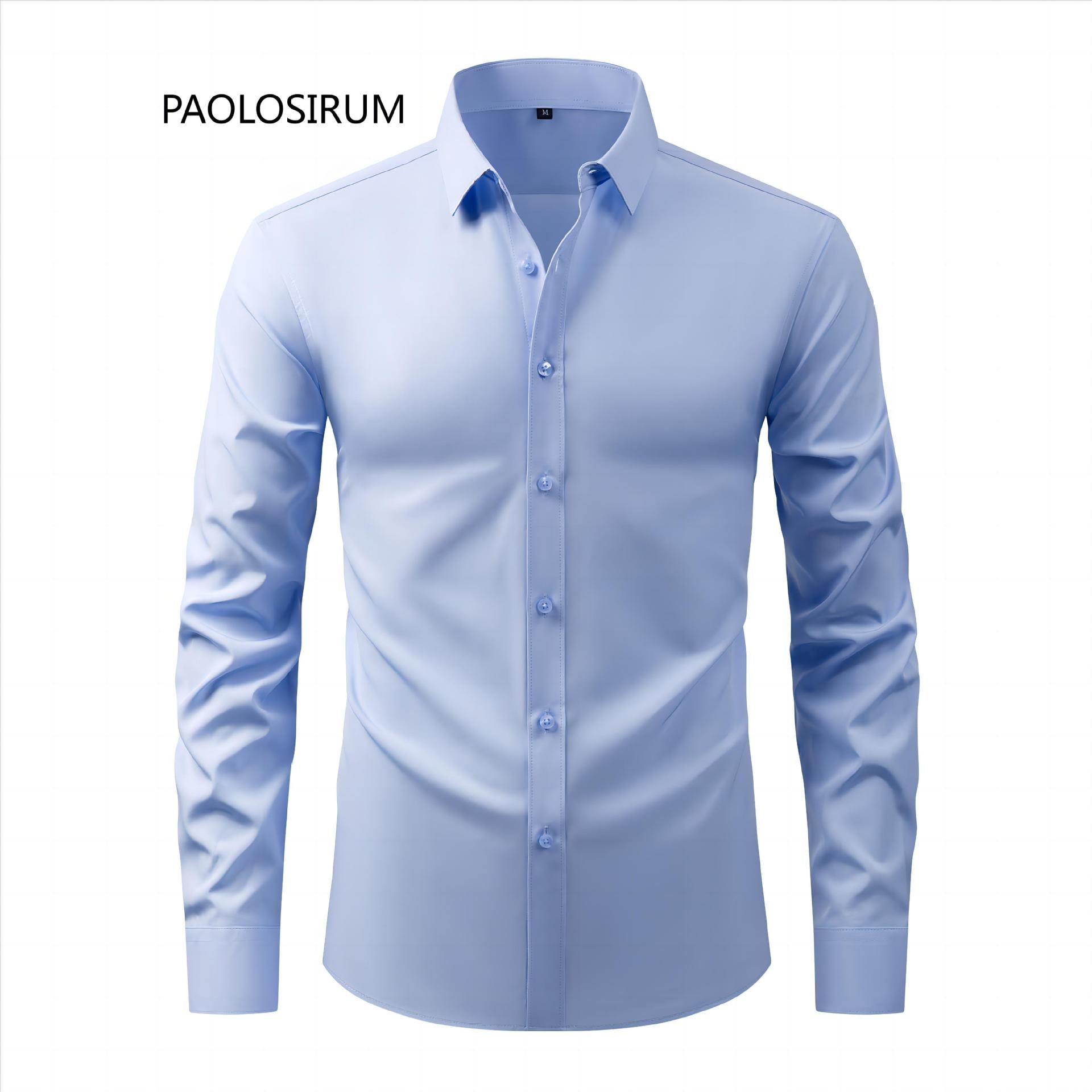 Cross-Border Lightweight Stretchy Plus-Size Men's Shirts, Wrinkle-Resistant Long-Sleeve Shirts, Amazon Cardigan Long-Sleeve Shirts for Men