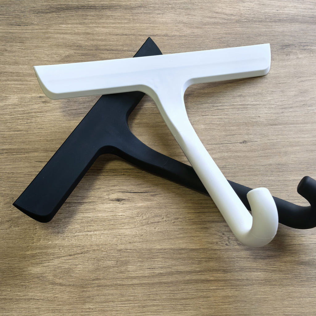 Silicone Glass Wiper with Inverted Hook, Black Silicone Window Cleaning Tool, Two Sizes Available