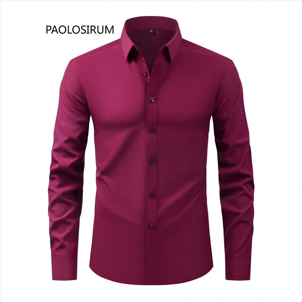 Cross-Border Lightweight Stretchy Plus-Size Men's Shirts, Wrinkle-Resistant Long-Sleeve Shirts, Amazon Cardigan Long-Sleeve Shirts for Men