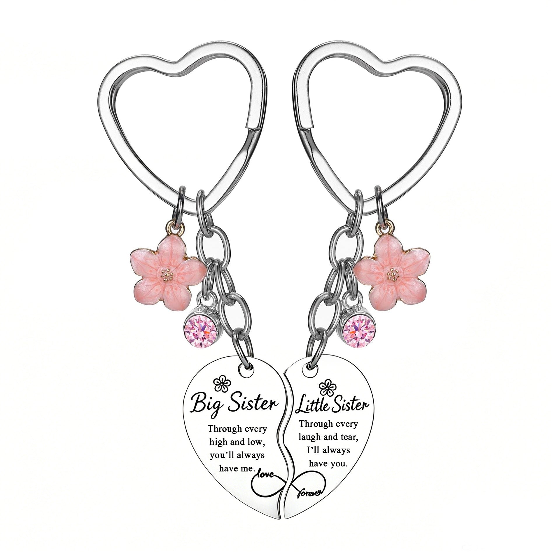 Mother's Day Keychain Women's Rose Gold Engraved Flower Pendant Keychain Love Puzzle Keychain Set