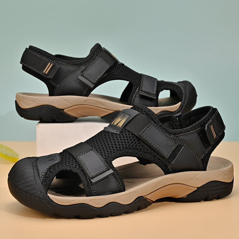Summer Men's Toe-Toe Beach Shoes Breathable Mesh Outdoor Soft-Soled Sandals for Men