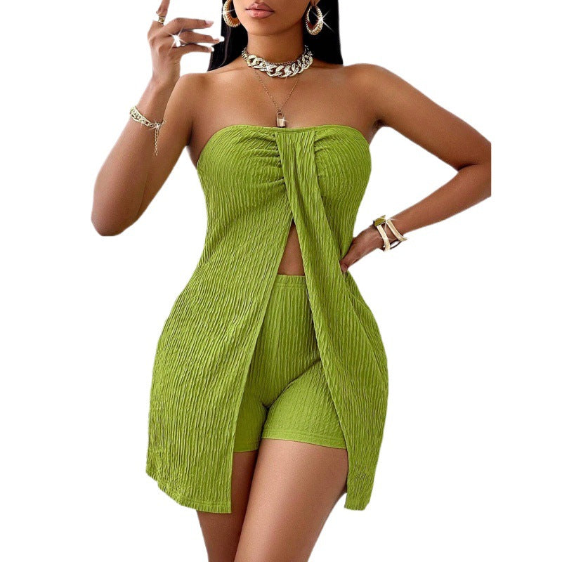 Conjunto Top Sem Alças e Calções | Moda Feminina Casual
