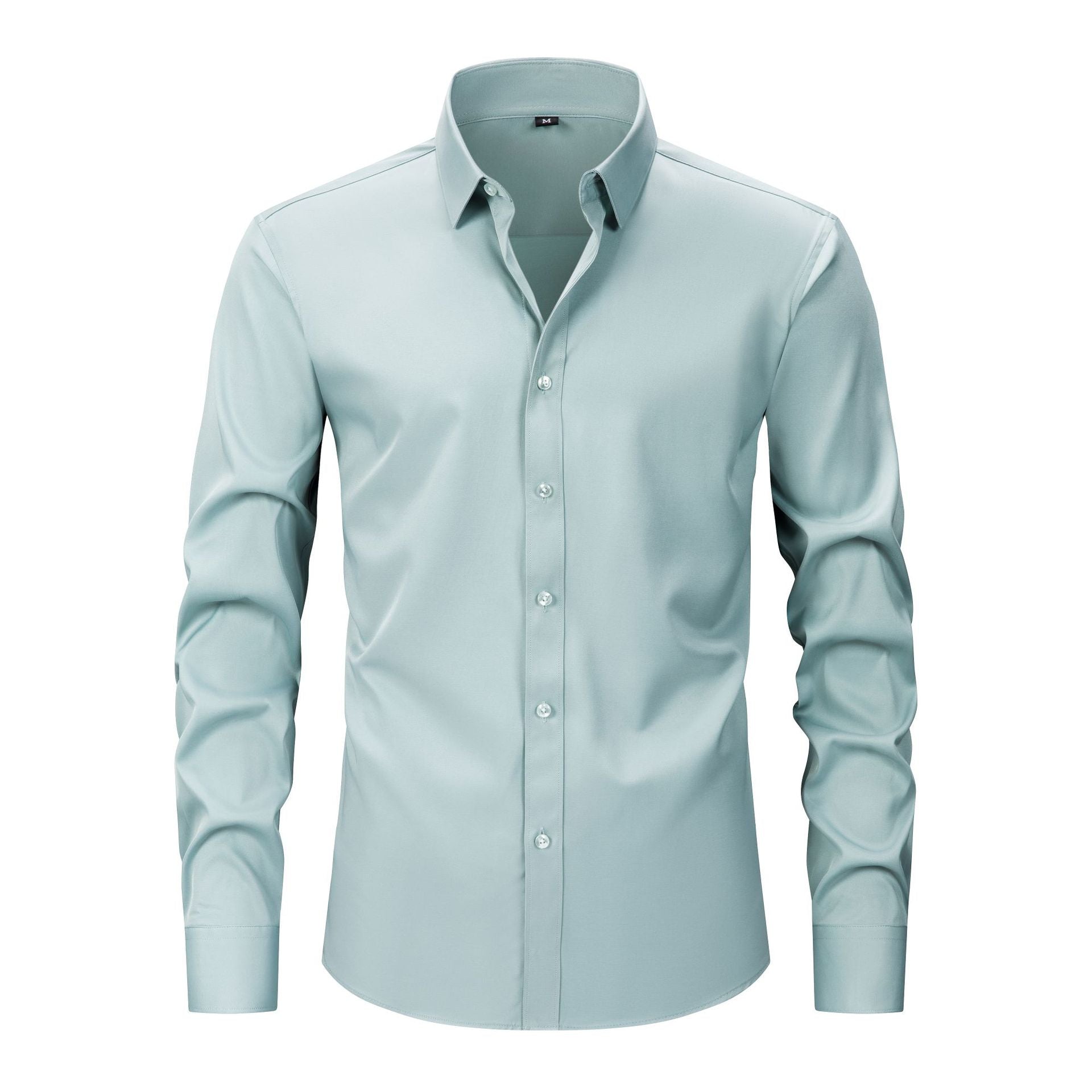 Cross-Border Lightweight Stretchy Plus-Size Men's Shirts, Wrinkle-Resistant Long-Sleeve Shirts, Amazon Cardigan Long-Sleeve Shirts for Men