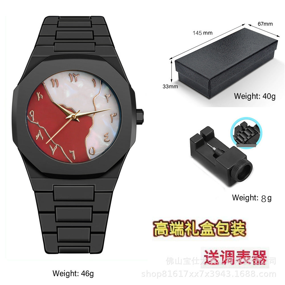 Italian Designer Brand Black Warrior Dopamine Men's and Women's Watches, Simple and Stylish, High-Value Waterproof Quartz Watches for Students