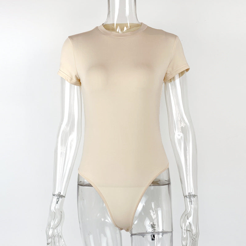 2025 summer new casual women's clothing Europe and the United States cross-border short sleeve jumpsuit foreign trade tight jumpsuit bodysuit