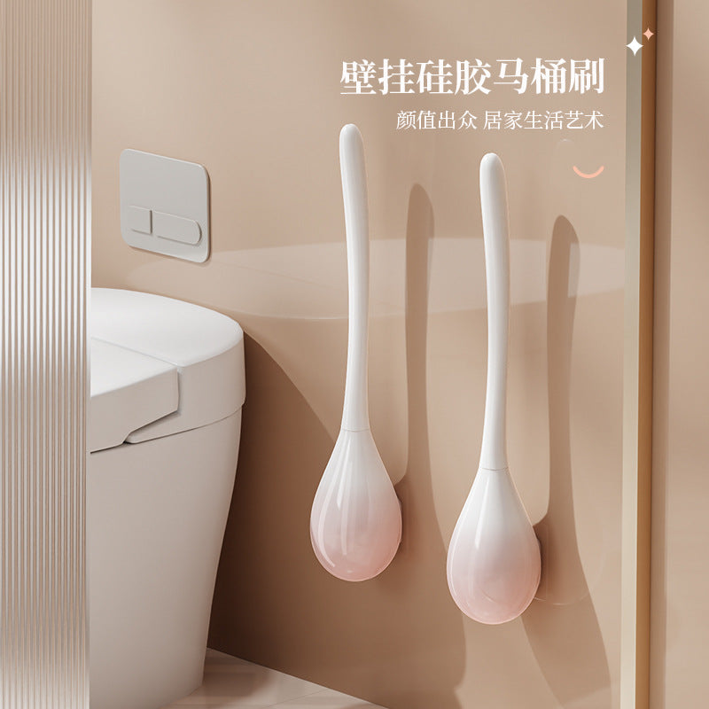 Toilet Brush No Dead Angle Household Non-Punch Toilet Silicone Brush Toilet Wall Hanging Long Handle Toilet Cleaning Artifact