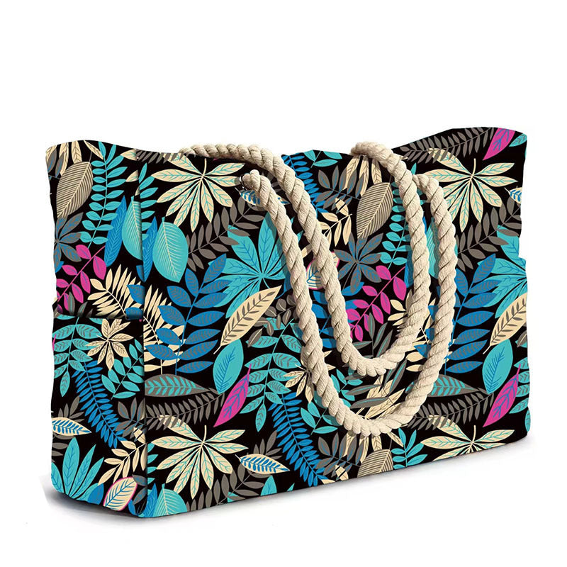 Cross-border Explosive Striped Beach Bag Large Capacity Travel Storage Bag Rough Cotton Portable Shopping Bag