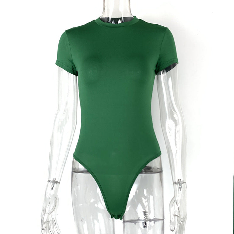 2025 summer new casual women's clothing Europe and the United States cross-border short sleeve jumpsuit foreign trade tight jumpsuit bodysuit