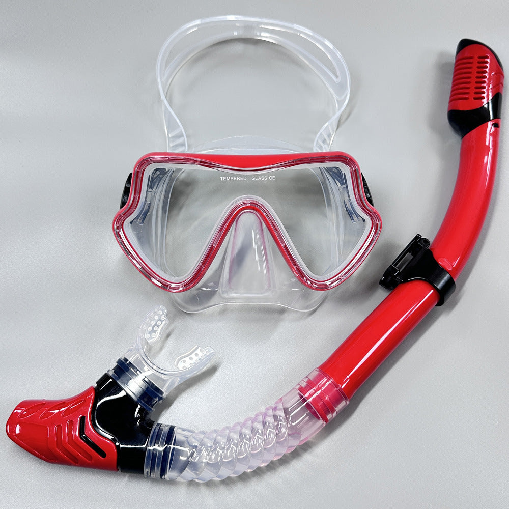 New Large Frame Diving Goggles Breathing Tube Set for Men and Women Waterproof Anti-fog Silicone Mirror Floating Diving Mask Cross-Border