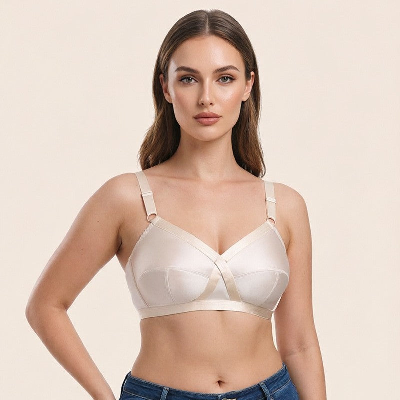 Satin ultra-thin plus size bra without steel ring European and American foreign trade underwear bra women 80BCDEFG-120BCDEEEFG