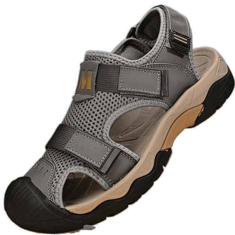Summer Men's Toe-Toe Beach Shoes Breathable Mesh Outdoor Soft-Soled Sandals for Men