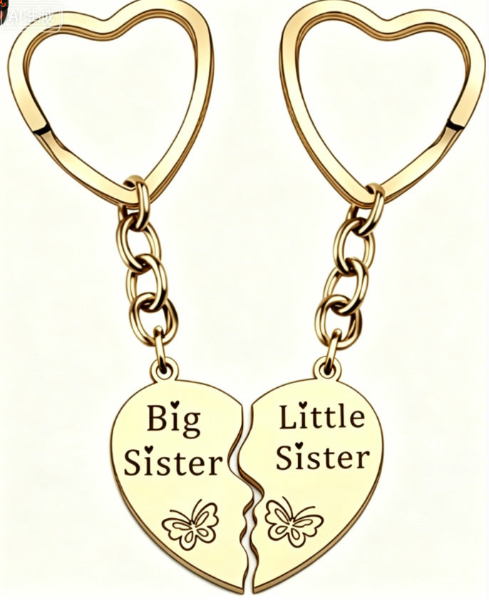 Mother's Day Keychain Women's Rose Gold Engraved Flower Pendant Keychain Love Puzzle Keychain Set
