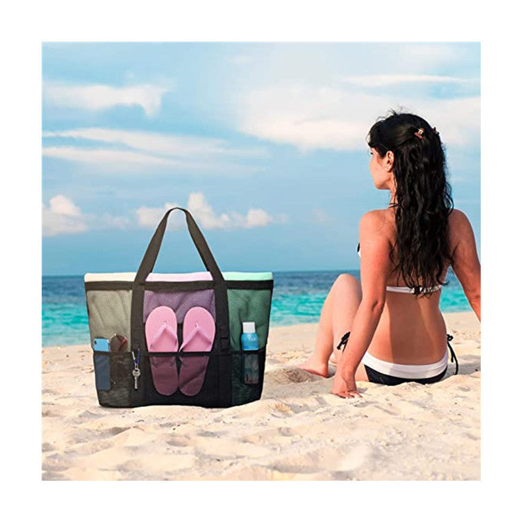 Cross-border Beach Bag Large Capacity Mesh Swimming Bag Multi-functional Travel Shoulder Beach Bag Swimsuit Portable Storage Bag