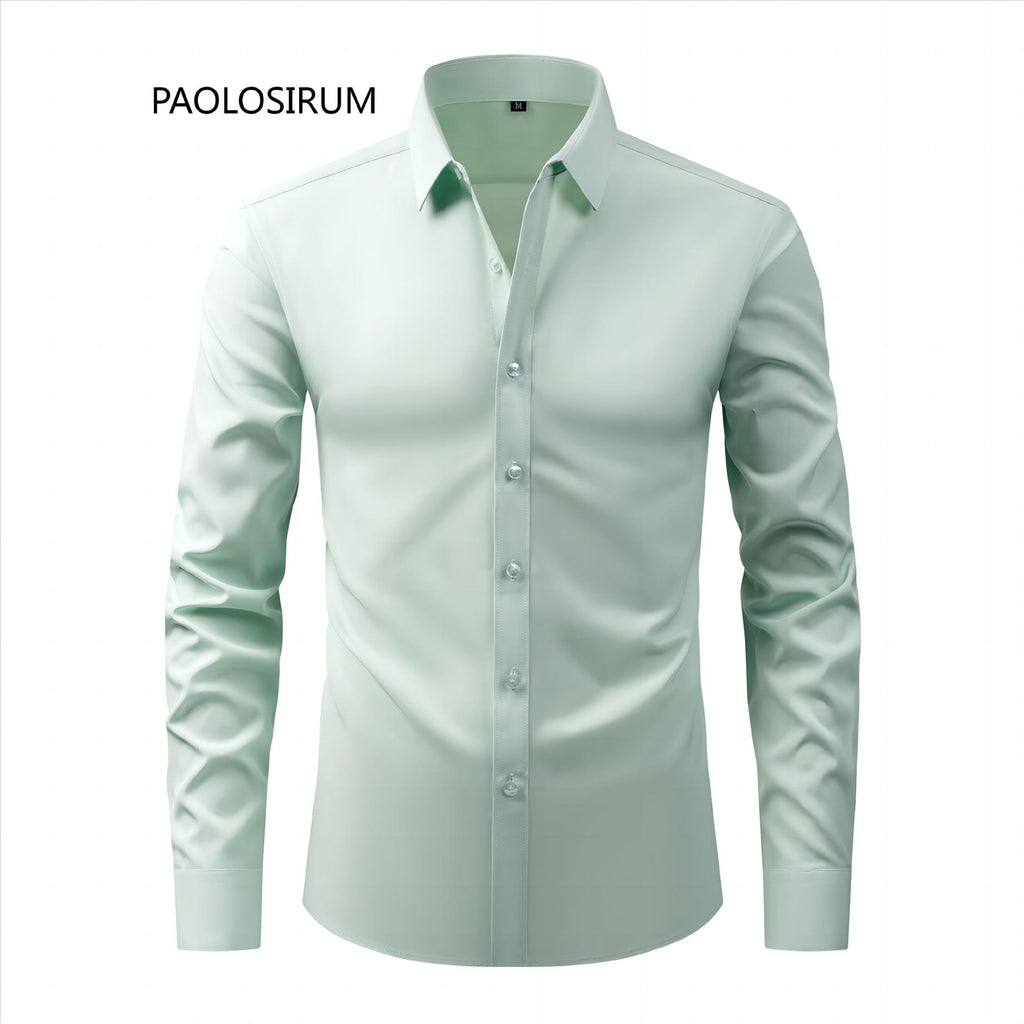 Cross-Border Lightweight Stretchy Plus-Size Men's Shirts, Wrinkle-Resistant Long-Sleeve Shirts, Amazon Cardigan Long-Sleeve Shirts for Men