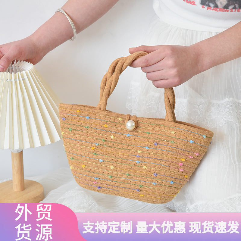 New Summer Portable Women's Woven Bag Commuter Bag Travel Seaside Beach Hand Bag Souvenir Foreign Trade Wholesale