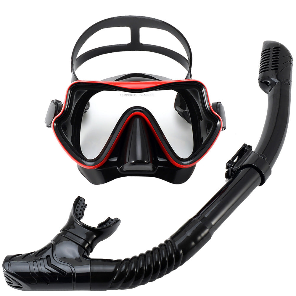New Large Frame Diving Goggles Breathing Tube Set for Men and Women Waterproof Anti-fog Silicone Mirror Floating Diving Mask Cross-Border
