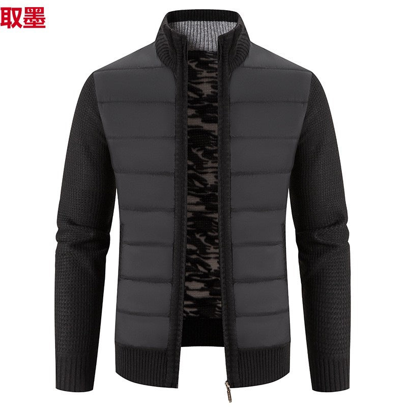 Foreign trade cross-border 2024 winter new spell cardigan sweater men's coat sweater European and American style sweater stand collar