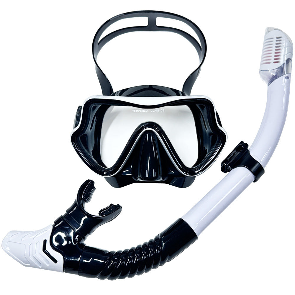 New Large Frame Diving Goggles Breathing Tube Set for Men and Women Waterproof Anti-fog Silicone Mirror Floating Diving Mask Cross-Border