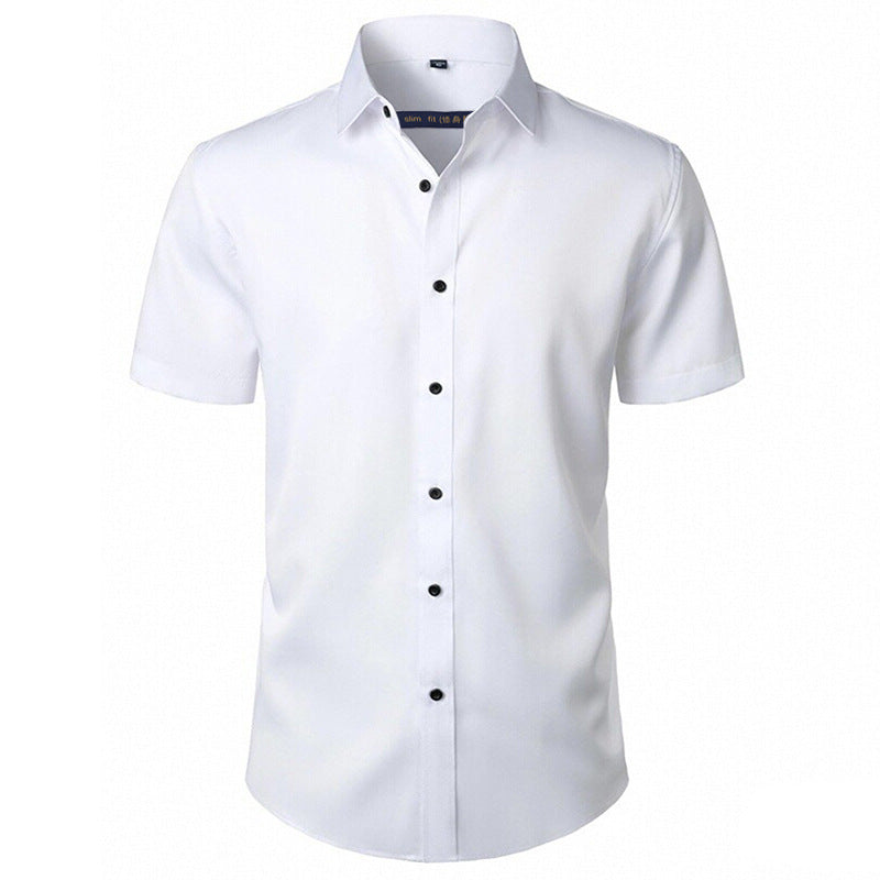 Solid Color Amazon Stretchy Plus-Size Men's Long-Sleeve Shirt, Men's Fashion Shirt, Slim Fit Outerwear