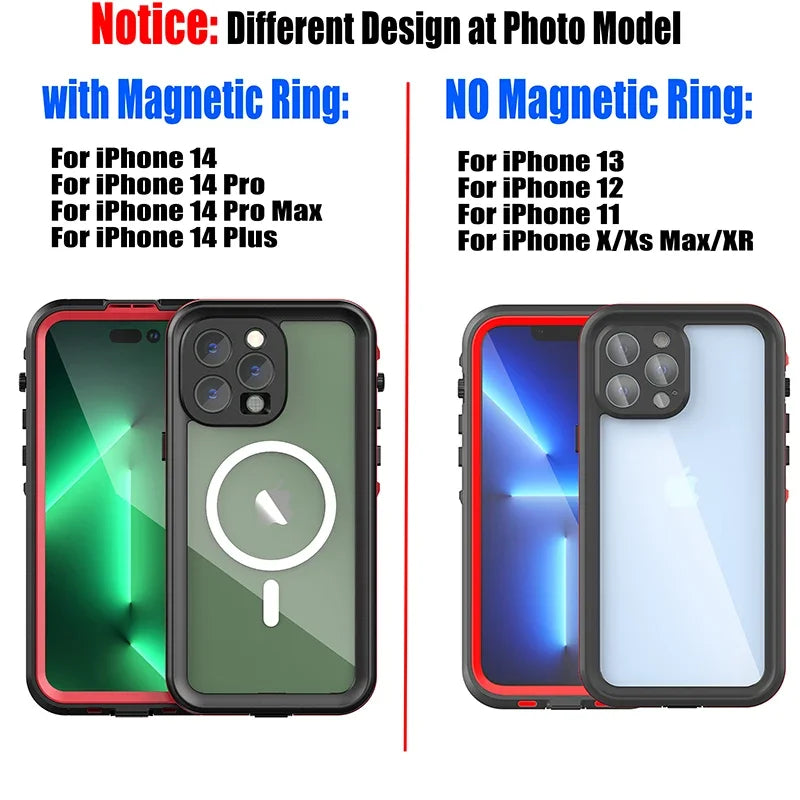 Sealed Underwater Case For iPhone 14 15 13 Pro Max Mini Waterproof Shockproof Diving Cover for iPhone 11 12 X XR SE3 Cases Funda
