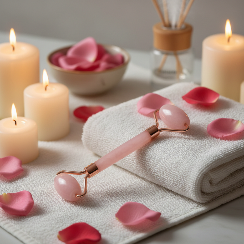 Rolo Facial de Quartzo Rosa + Gua Sha