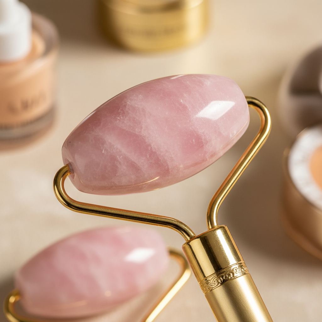 Rolo Facial de Quartzo Rosa + Gua Sha