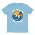 T-shirt de Praia Ondas & Silhuetas — Azul Claro