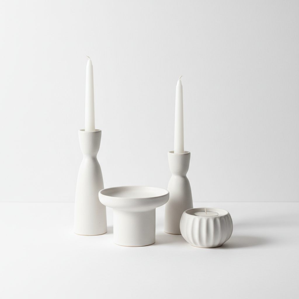 Conjunto de Porta-velas Cerâmica