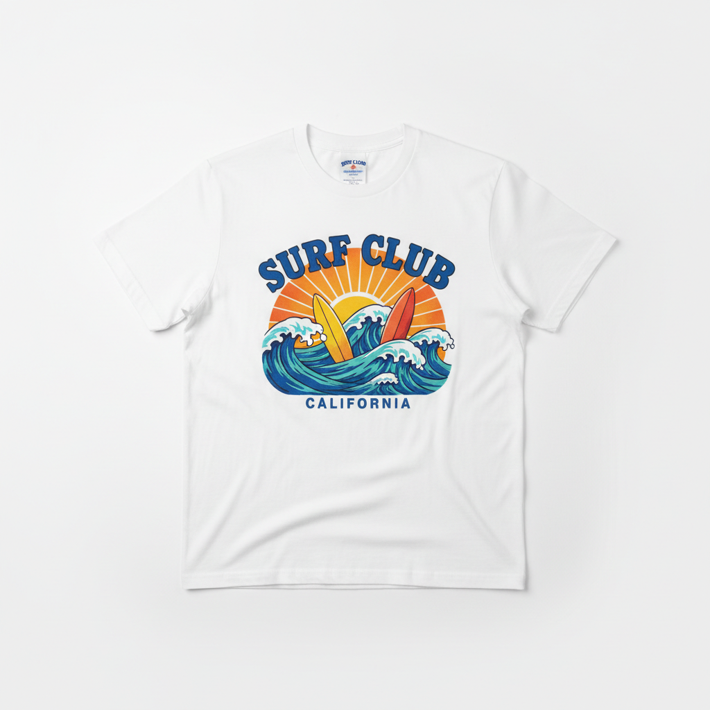 T-shirt de Praia Surf & Ondas — Branca