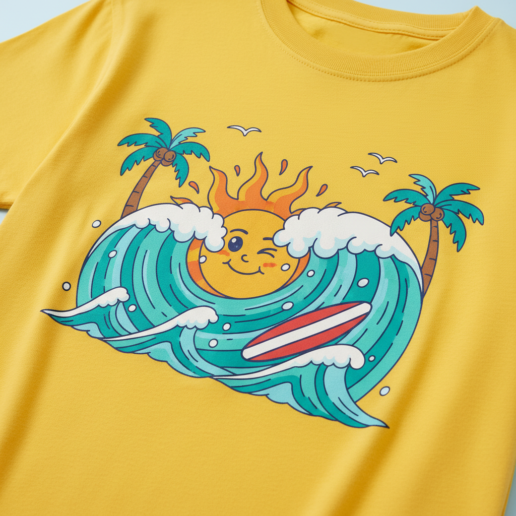 T-shirt de Praia Fun Surf — Amarela