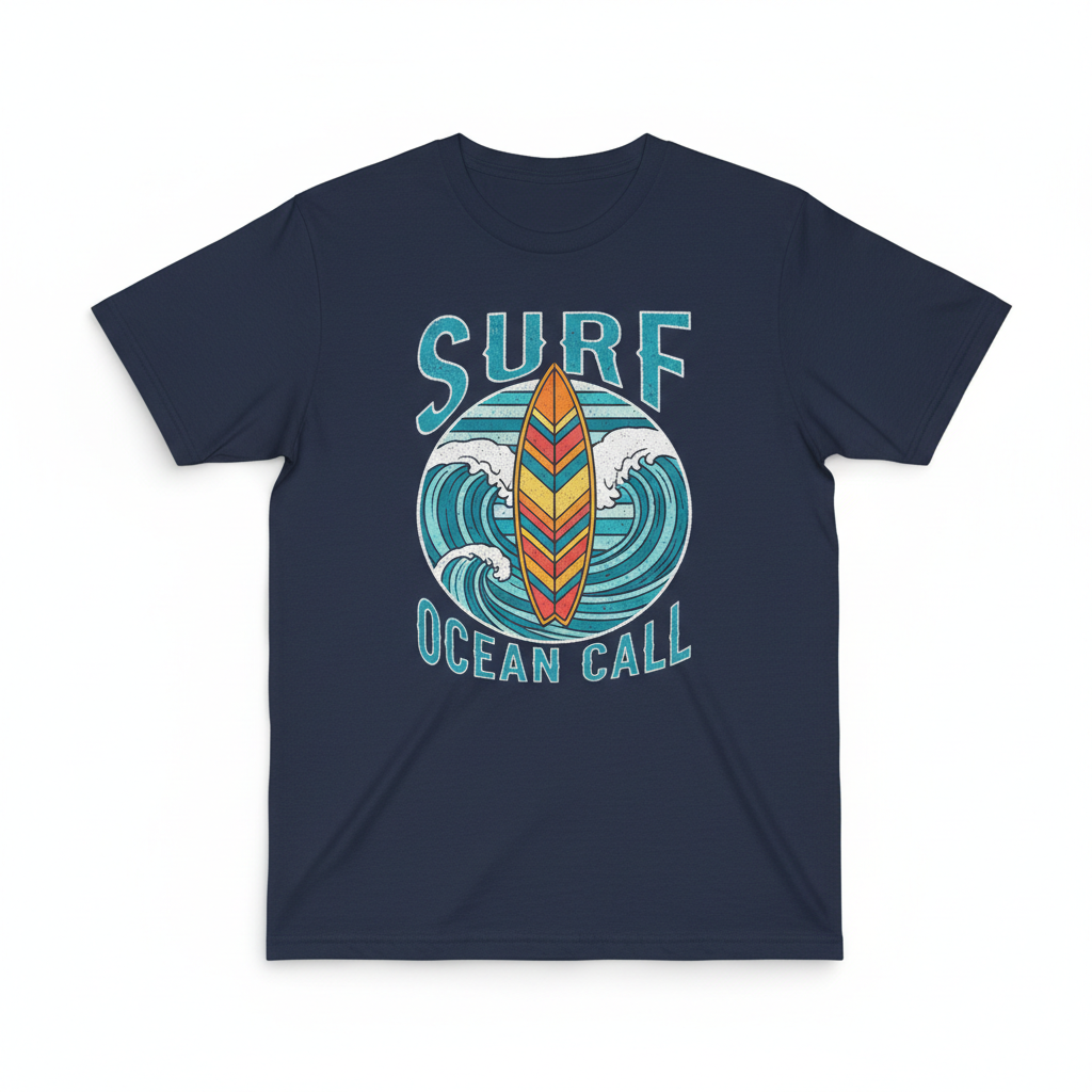 T-shirt de Praia Geométrico Surf — Azul Marinho