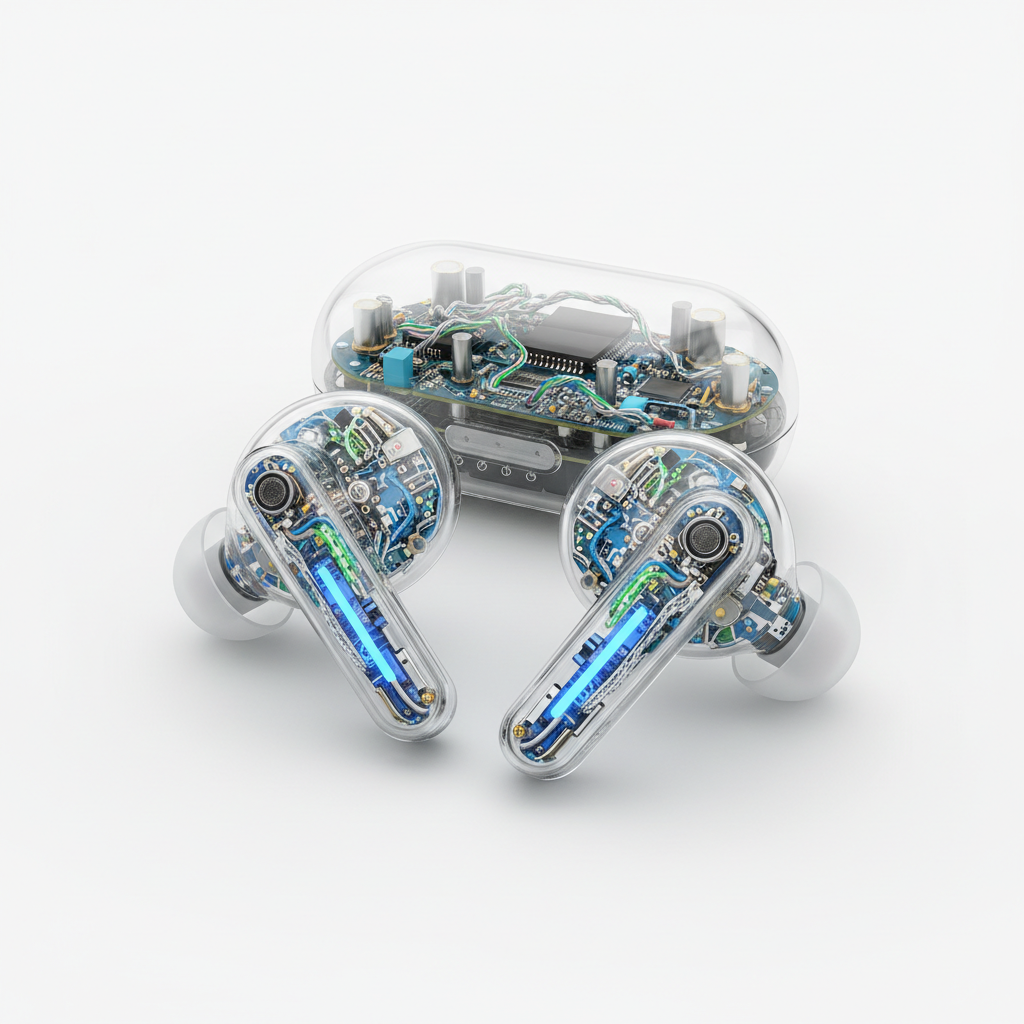 Auriculares Sem Fios Crystal Transparentes