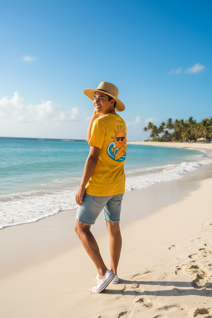 T-shirt de Praia Fun Surf — Amarela